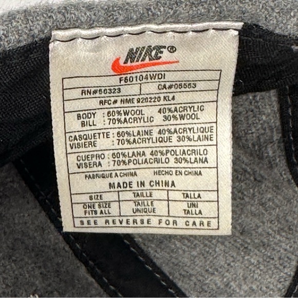 Nike Carolina Wool Blend Grey Blue Cap Hat - Picture 9 of 9